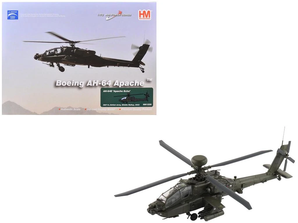 Hobby Master Boeing AH-64E Apache Echo Attack Helicopter "ZM714 Middle Wallop" (2022) British Army "Air Power Series" 1/72