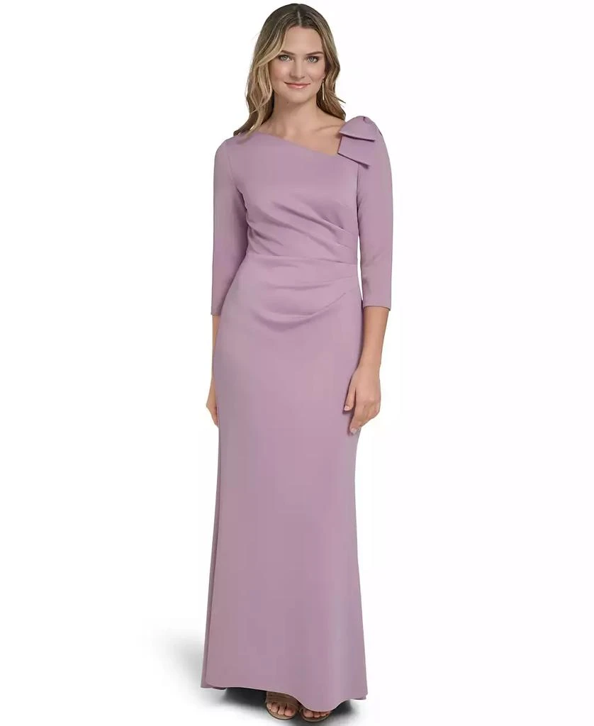 Jessica Howard Women's Asymmetrical Neck Side Tuck Ball Gown