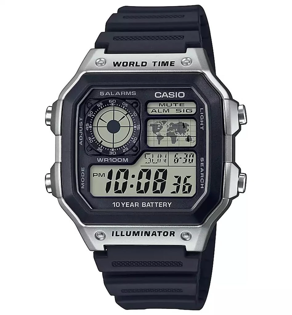 Casio Men's Digital Black Resin Strap Watch 42.1mm 1