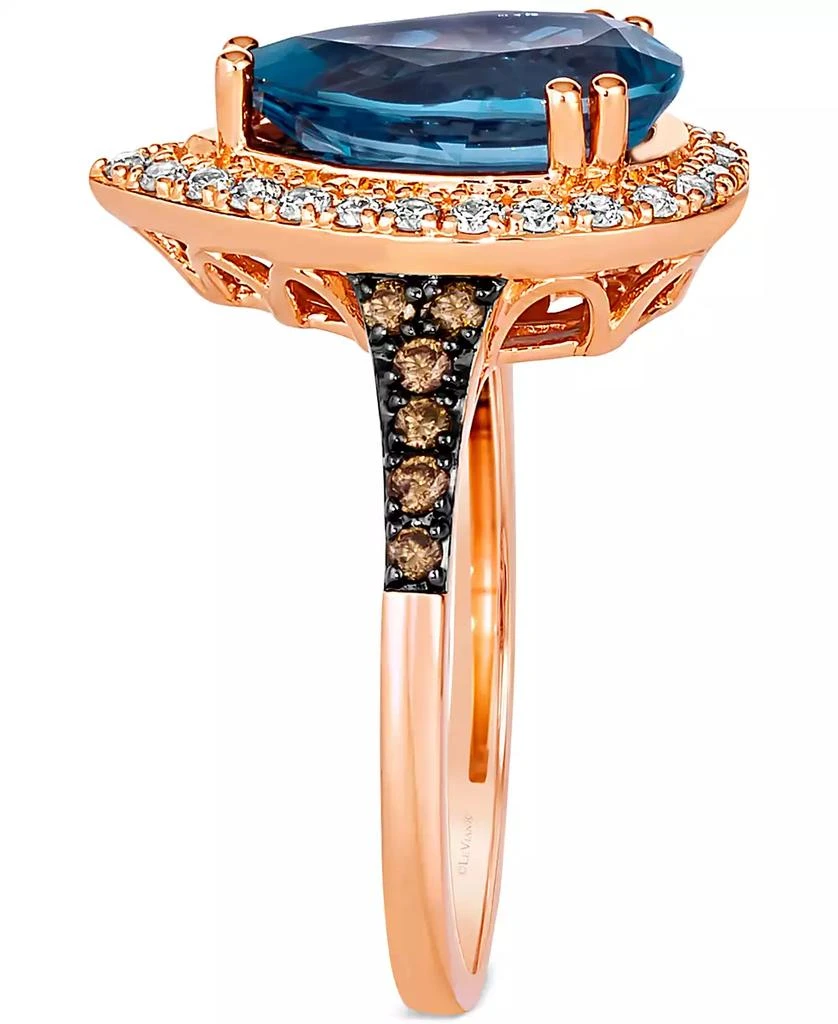 Le Vian Deep Sea Blue Topaz (3 ct. t.w.) & Diamond (3/8 ct. t.w.) Teardrop Halo Ring in 14k Rose Gold 4