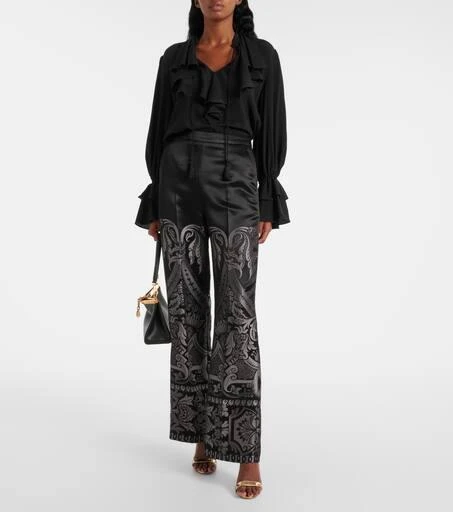ETRO Printed silk-blend wide-leg pants 7