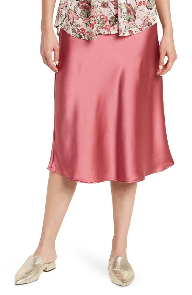 Renee C Solid Satin Midi Skirt 1