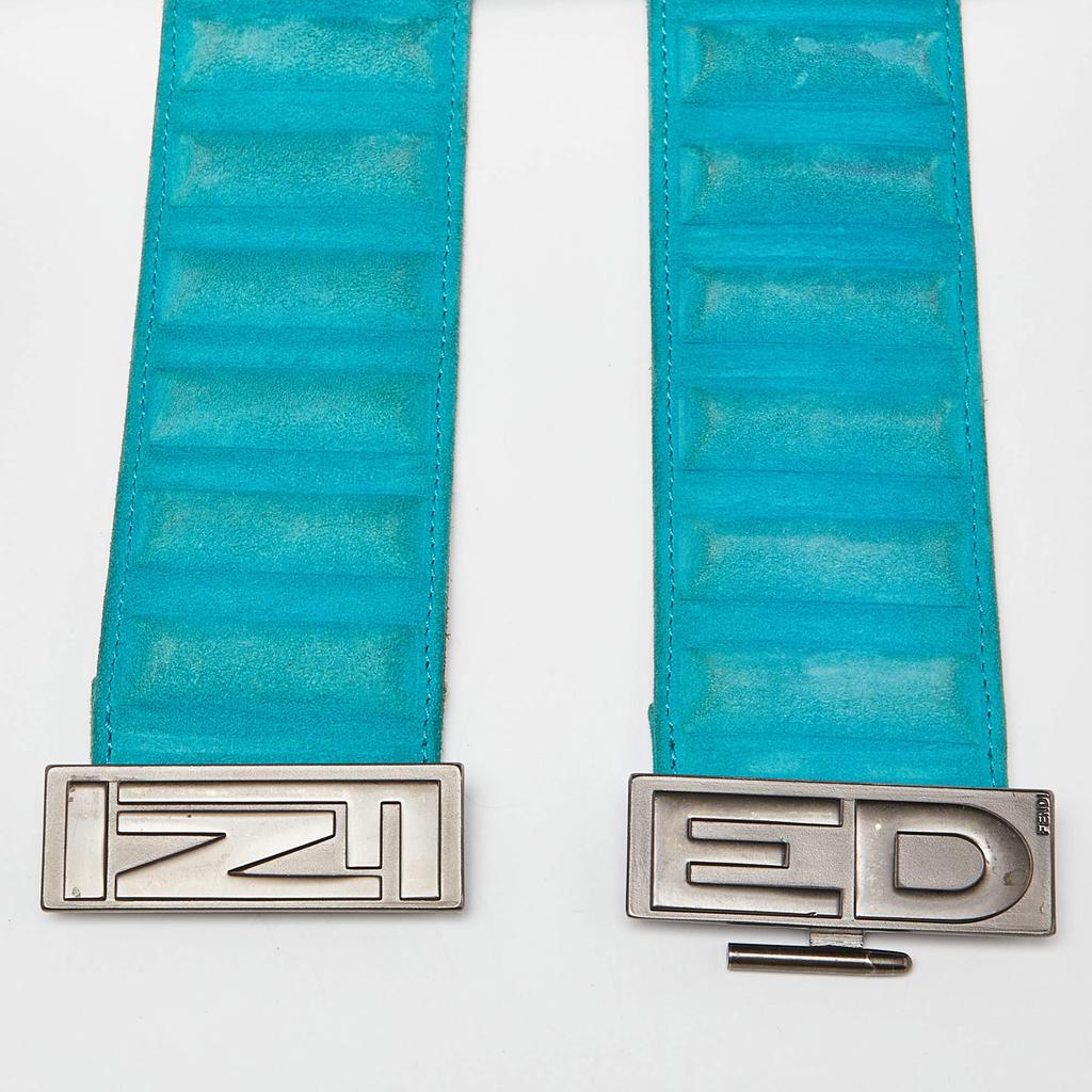 Fendi Fendi Blue Suede Buckle Waist Belt 75CM