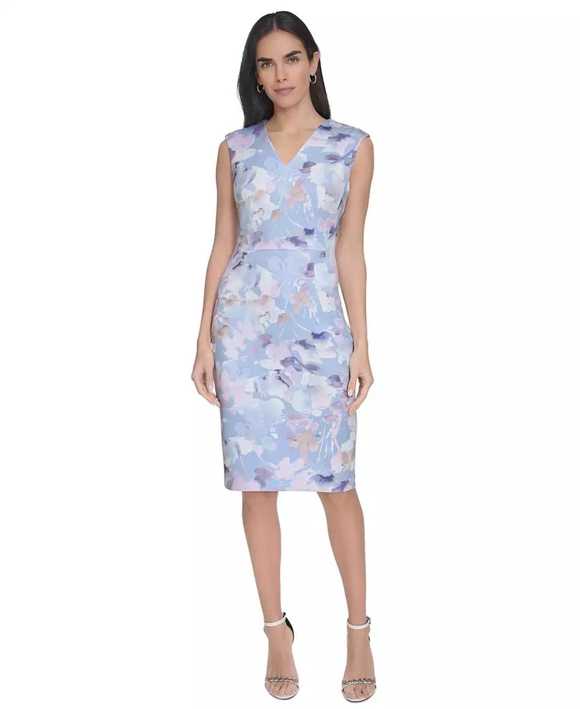 Women's Floral V-Neck Sleeveless Sheath Dress  On Sale Now with Up to 64%  Off | Discover Exclusive Deals & Savings at BeyondStyle  Authentic Calvin  Klein dress|women's fashion, shoes & accessories|dresses