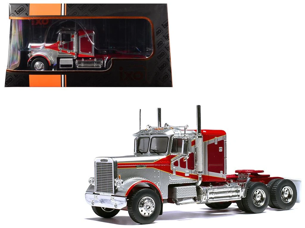 IXO 1977 Freightliner FLC 120 64 T Truck Tractor Red and Silver Metallic 1/43 Diecast Model by  Models