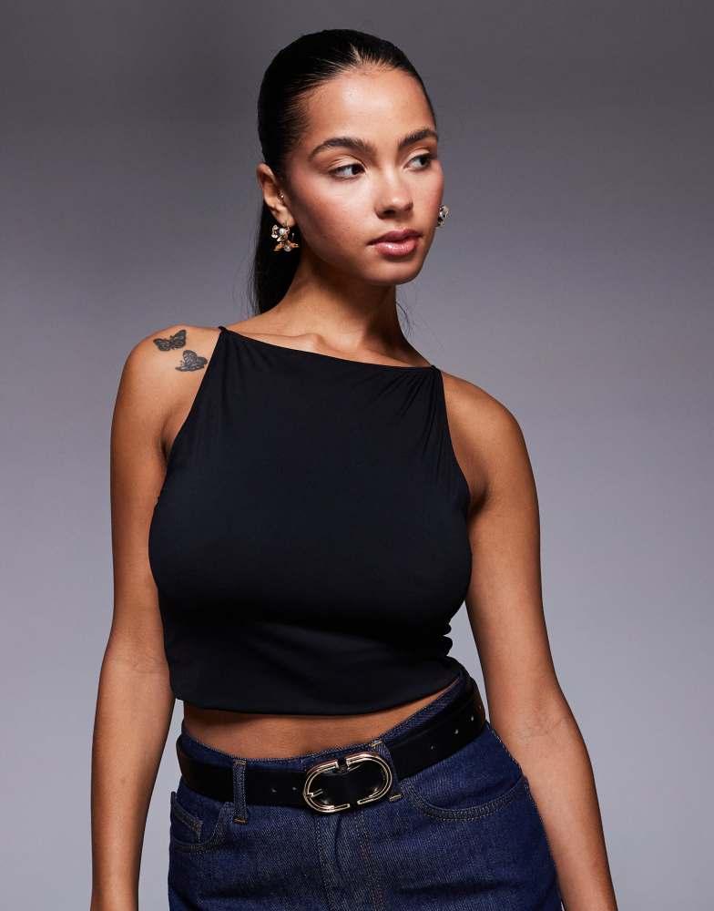 Good American Good American weightless scuba sleeveless tank in black