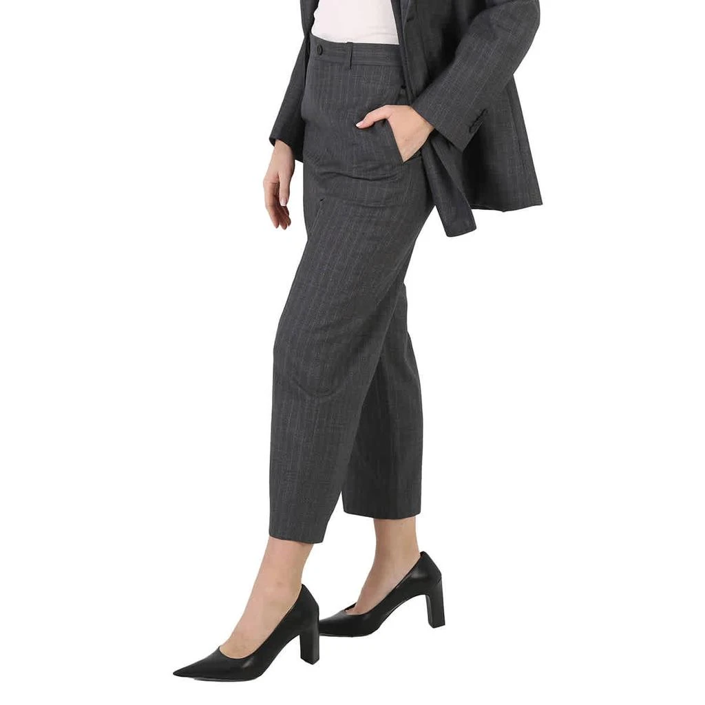 Balenciaga Ladies Grey Pinstripe Pattern Cropped Tailored Pants 1
