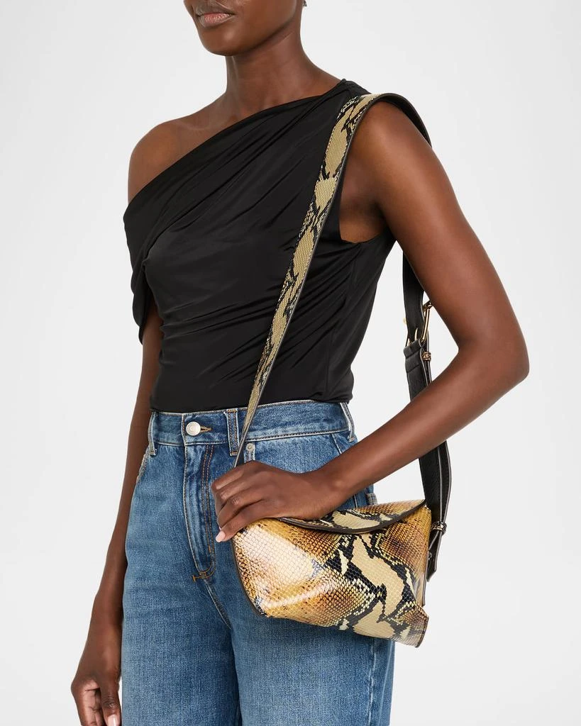 McQueen Python-Embossed T-Bar Sling Shoulder Bag 2