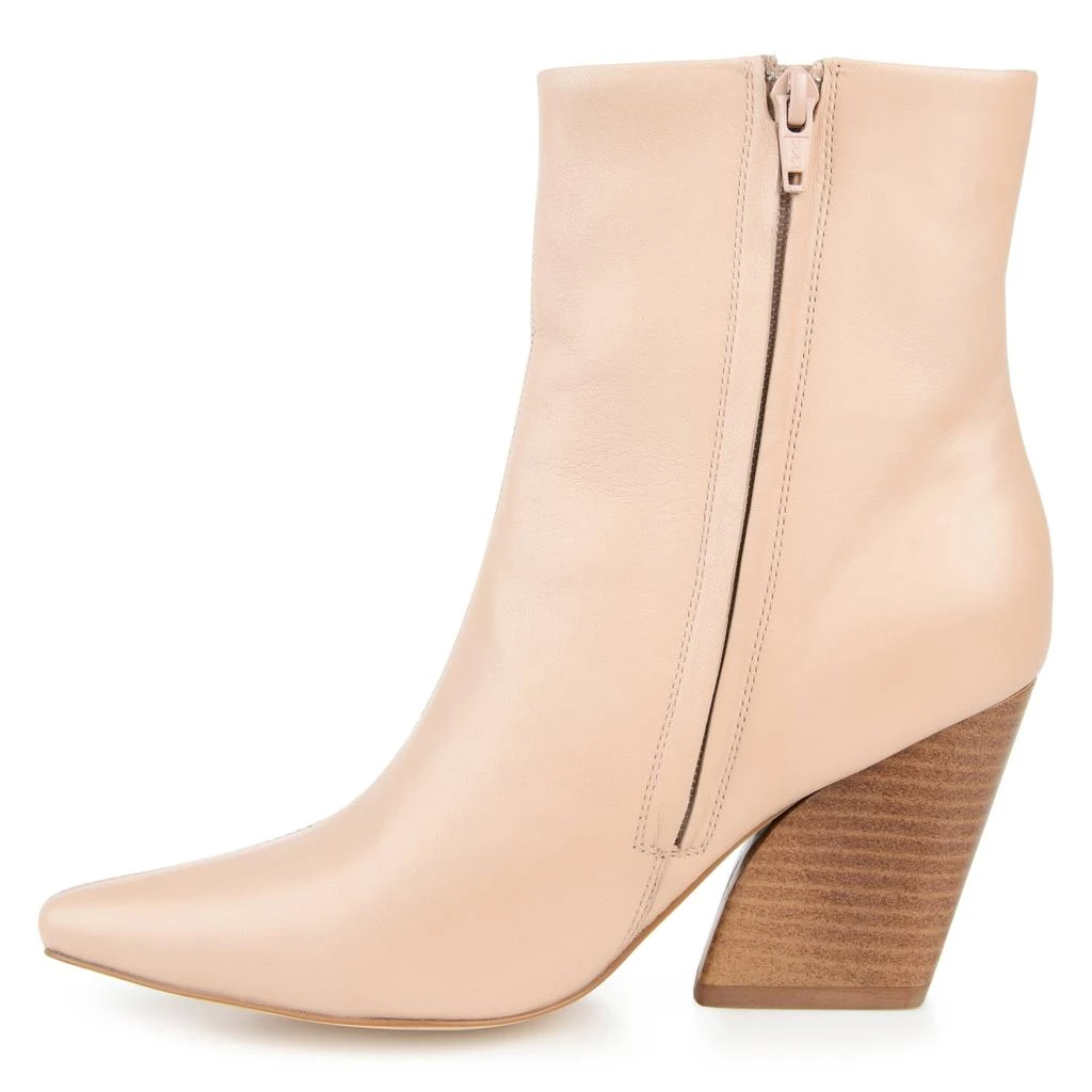 JOURNEE Signature Womens Genuine Leather Hydra Almond Toe Stacked Ankle Booties 2