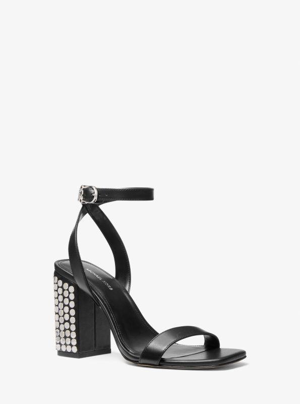 Michael Kors Merriam Studded Leather Block Heel Sandal