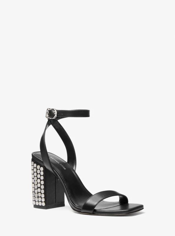 Michael Kors Merriam Studded Leather Block Heel Sandal 1