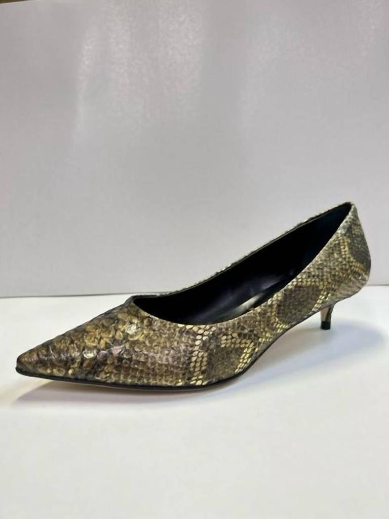 Butter Belles Pointed Sandal In Old Gold Snake