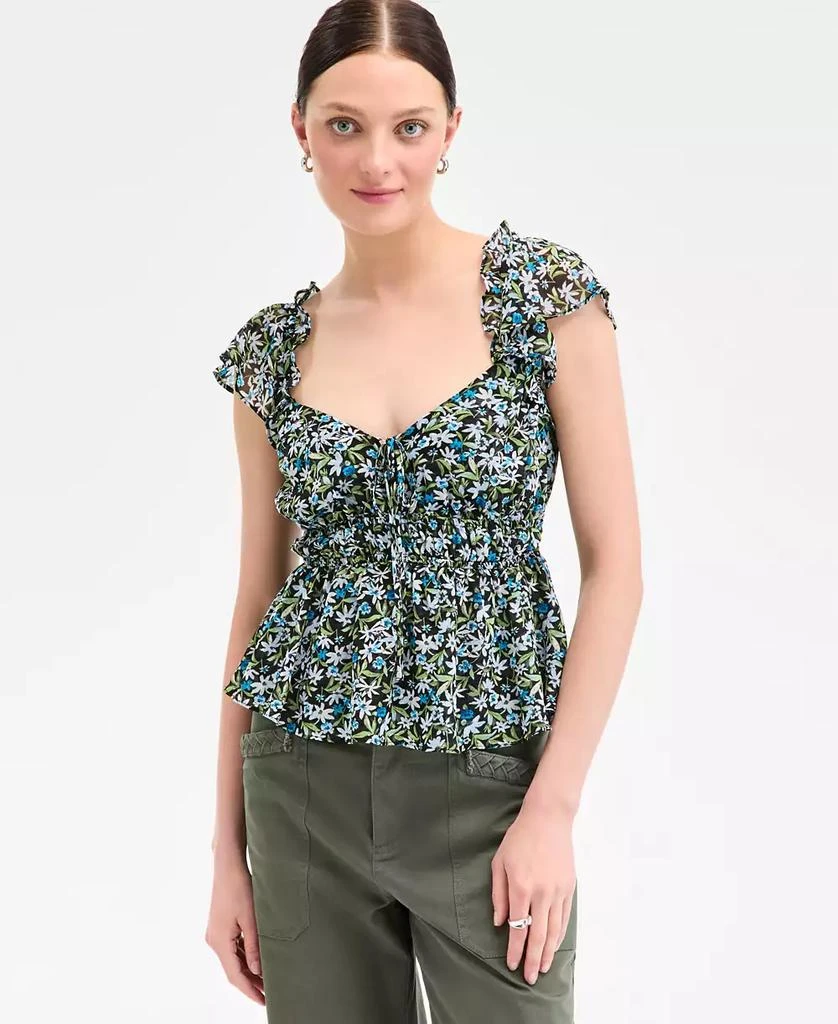 On 34th Women
s Floral Flutter-Sleeve Tie Tank, Exclusively at Macy
s 1