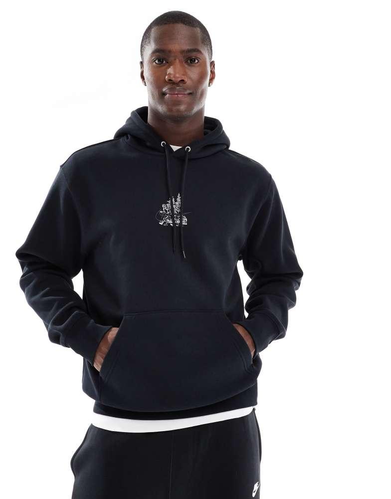 Nike Club backprint graphic hoodie in black – On Sale Now with Up