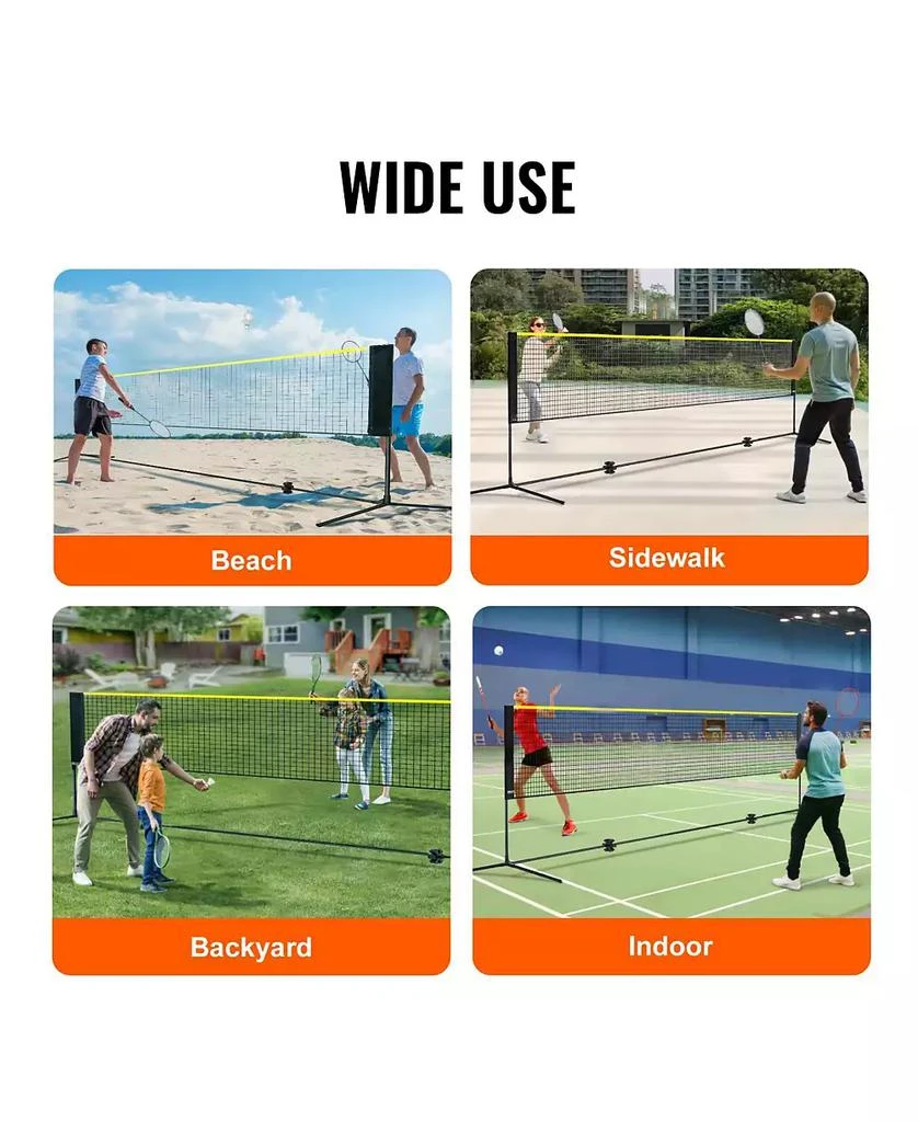 Mecale Adjustable Badminton and Volleyball Net, 20 ft Foldable Tennis Net Set with Poles, Bag, Rackets and Shuttlecocks for Backyard Indoor Outdoor 6