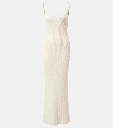 KHAITE Lex Dress in Glaze - Ivory Designer Dress - Size: XL