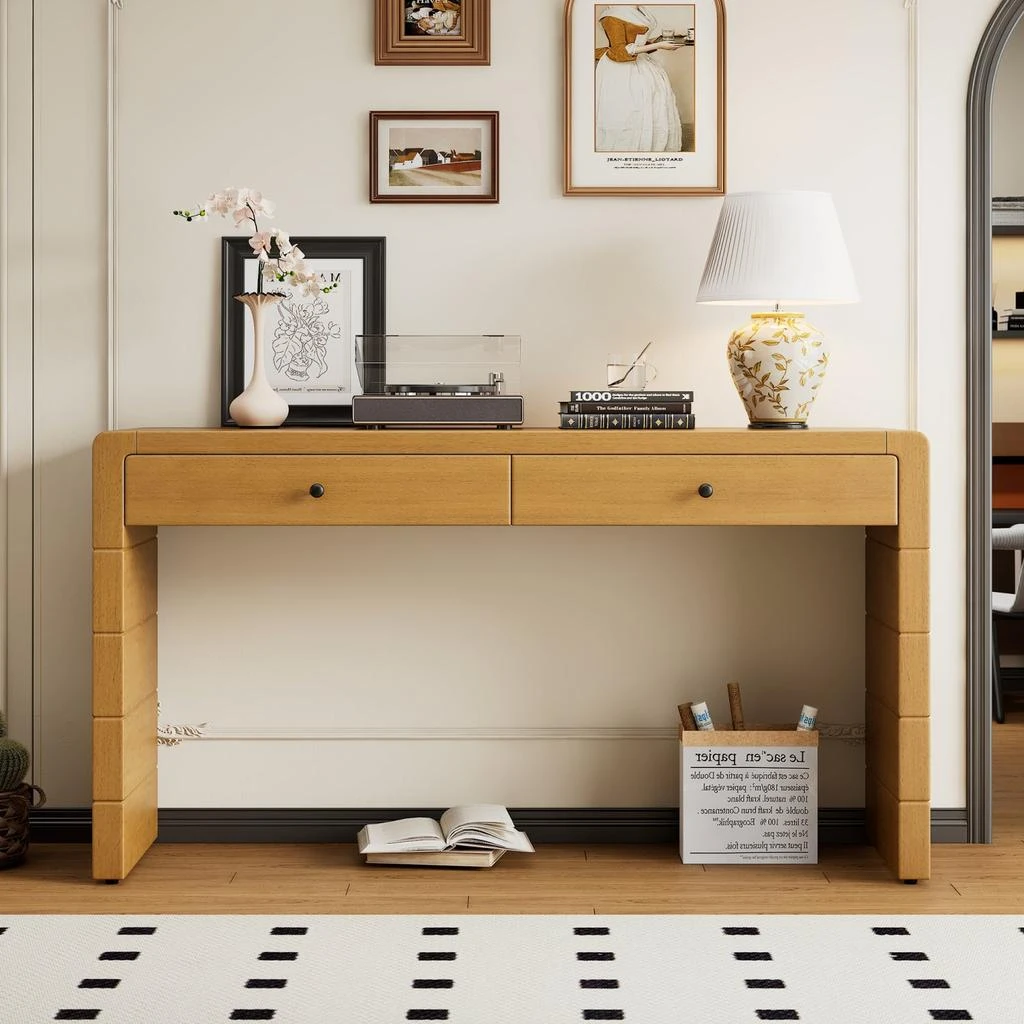 Streamdale Furniture Streamdale Curved Console Table with Drawers - Entryway Table 2