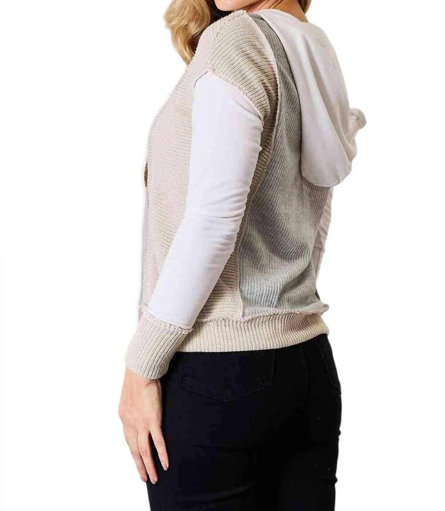 Double Take Chic Color Block Hoodie With Seam Details In Light Gray