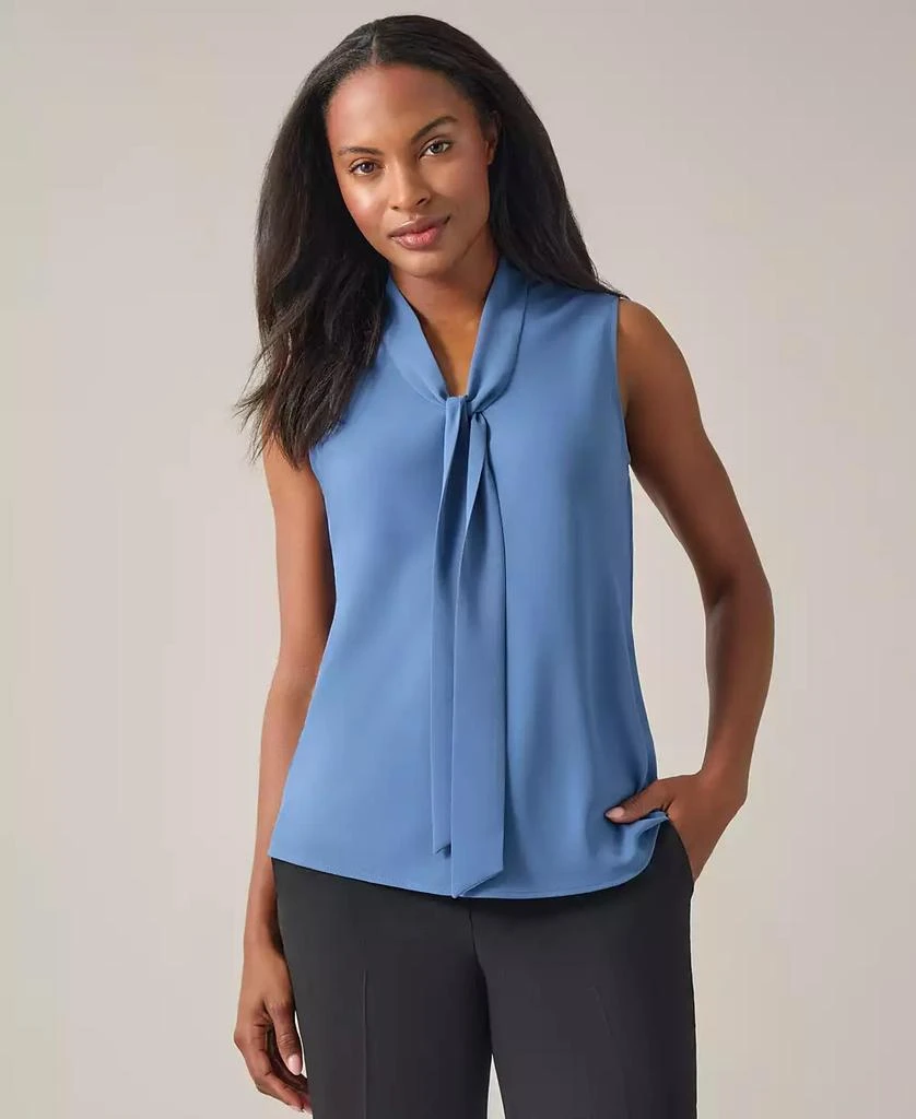 Kasper Petite Sleeveless Tie-Neck Top 1