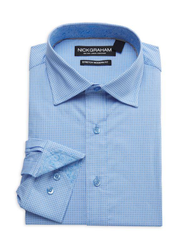 Nick Graham Printed Stretch Modern Fit Dress Shirt