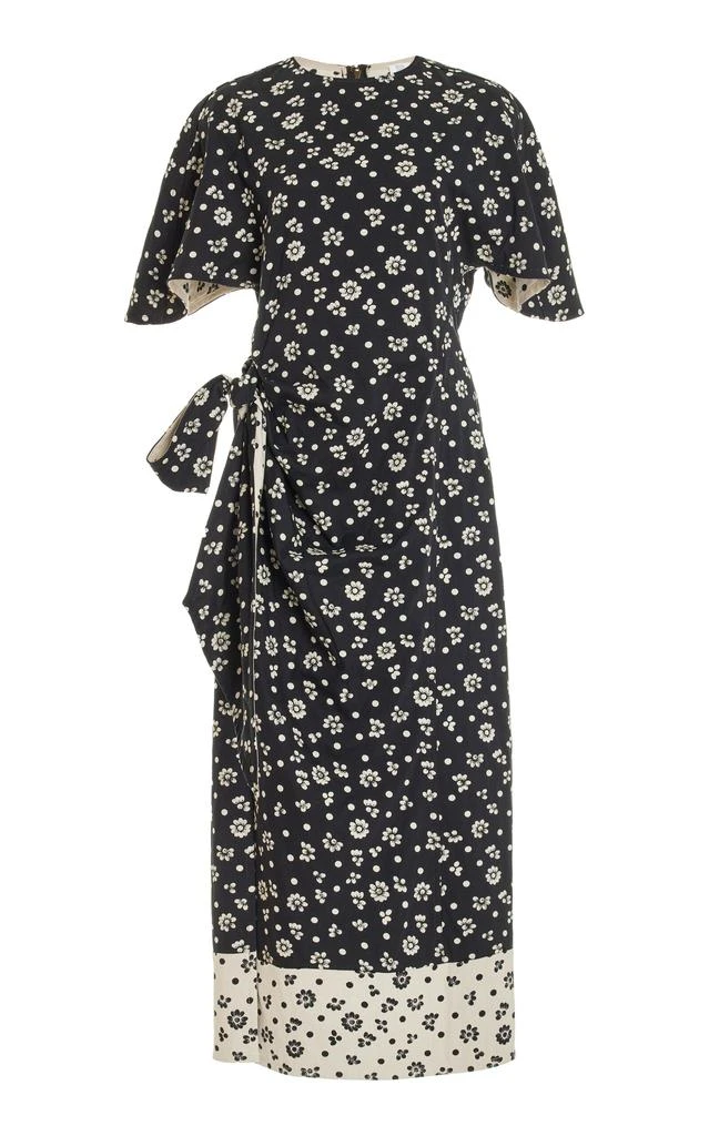 Rosie Assoulin Rosie Assoulin - Sash And Slit Printed Cotton-Blend Midi Dress - Black/white - US 4 - Moda Operandi 1