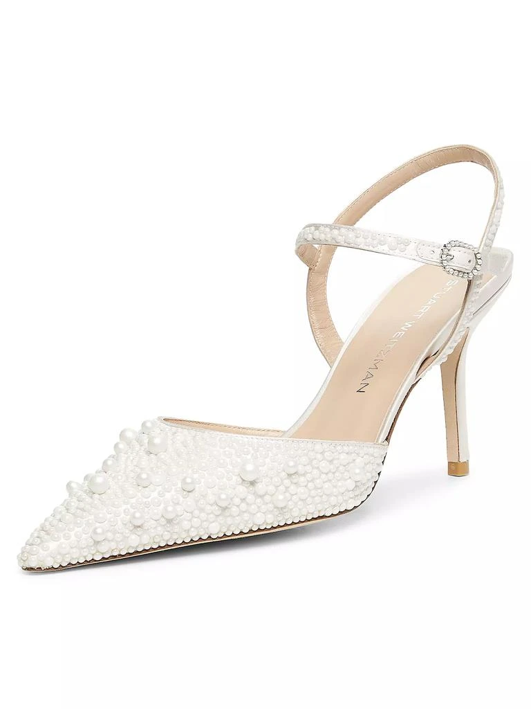 Stuart Weitzman Bliss 85MM Pearl-Embellished Satin Pumps 2