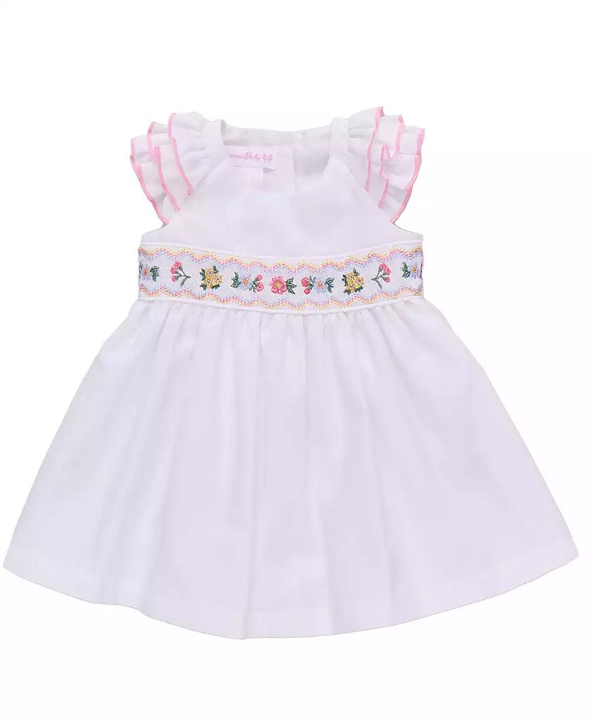 Bonnie Baby Baby Girls Smocked Flutter Sleeved Woven Check Dress