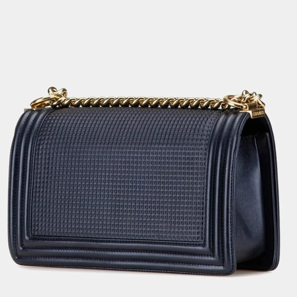 Chanel Chanel Navy Red Leather Coco Mark Boy Chain Shoulder Bag 3