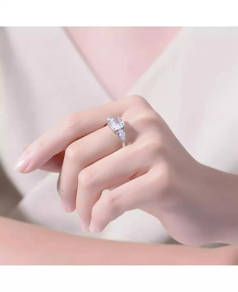 Genevive Sterling Silver White Gold Plated Clear Cubic Zirconia Statement Ring 2