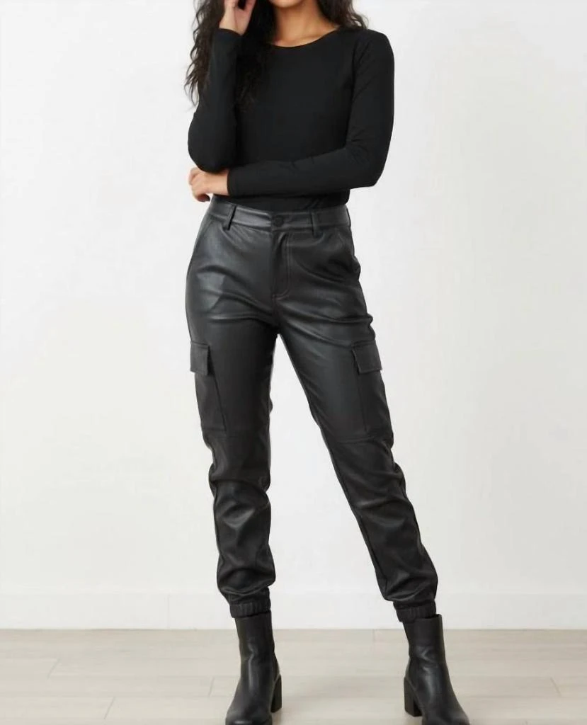 KanCan Kancan - Faux Leather Cargo Jogger Pants