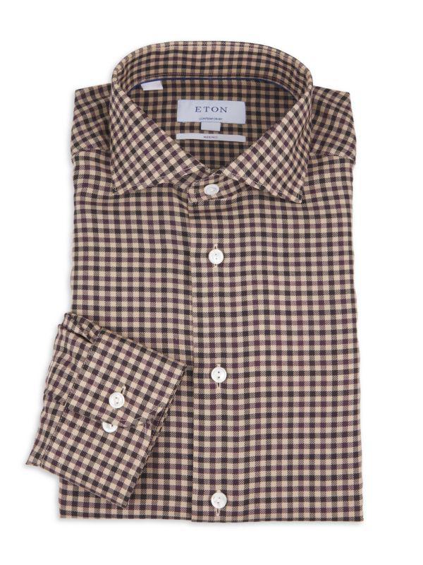 Eton Check Merino Wool Dress Shirt