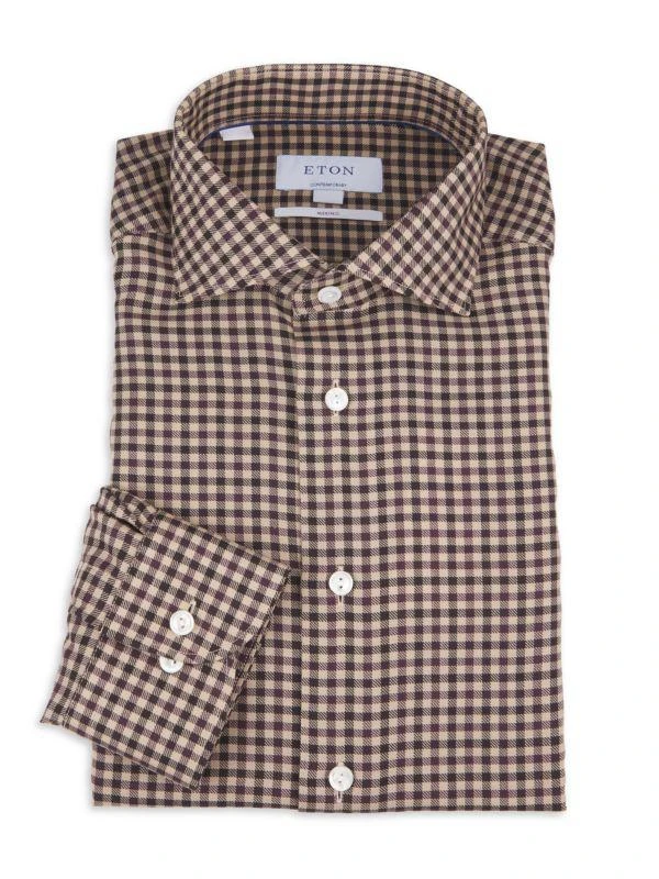 Eton Check Merino Wool Dress Shirt 1