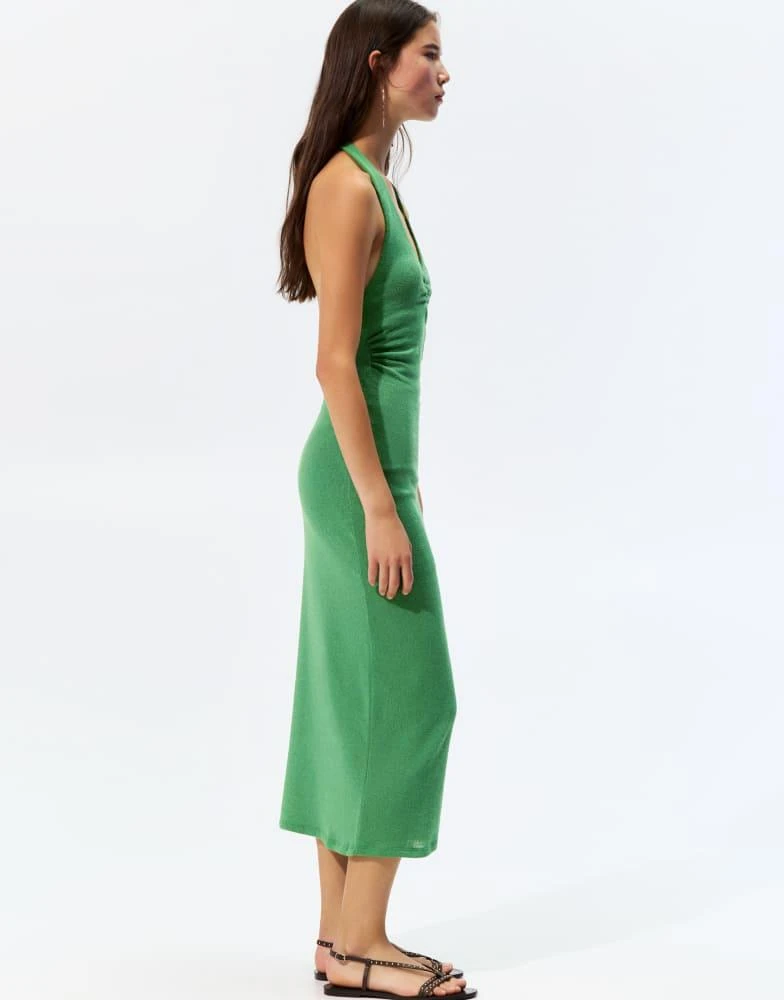 green emerald velvet dress Domenica Lime Green Halter-Neck Wrap Maxi Dress  Club L London