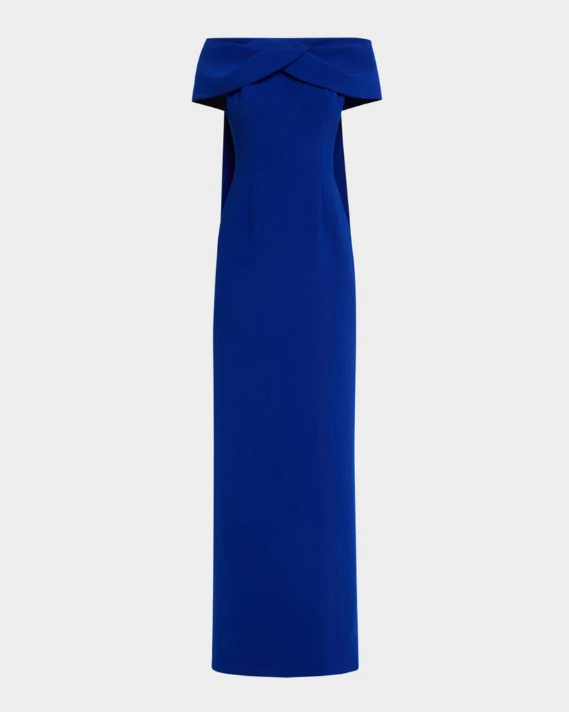 Teri Jon Draped Off-Shoulder Crepe Gown 1
