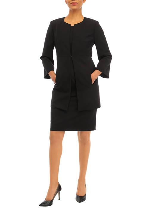 Le Suit Suit Womens Bi Stretch Topper And Sheath Dress Set