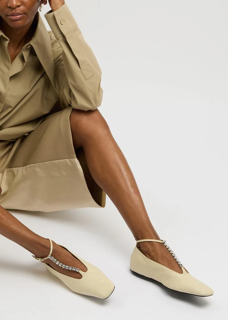 Jil Sander Crystal-embellished leather ballet flats 5