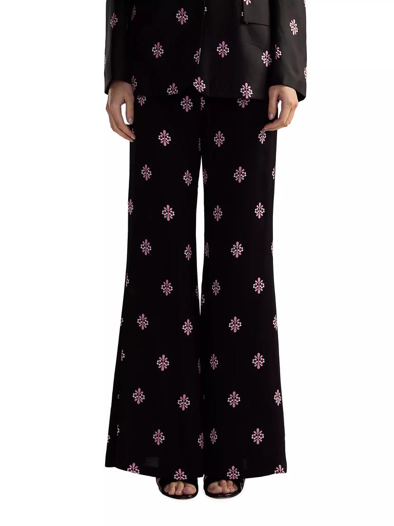 Cynthia Rowley Floral Twill High-Waist Flared Pants