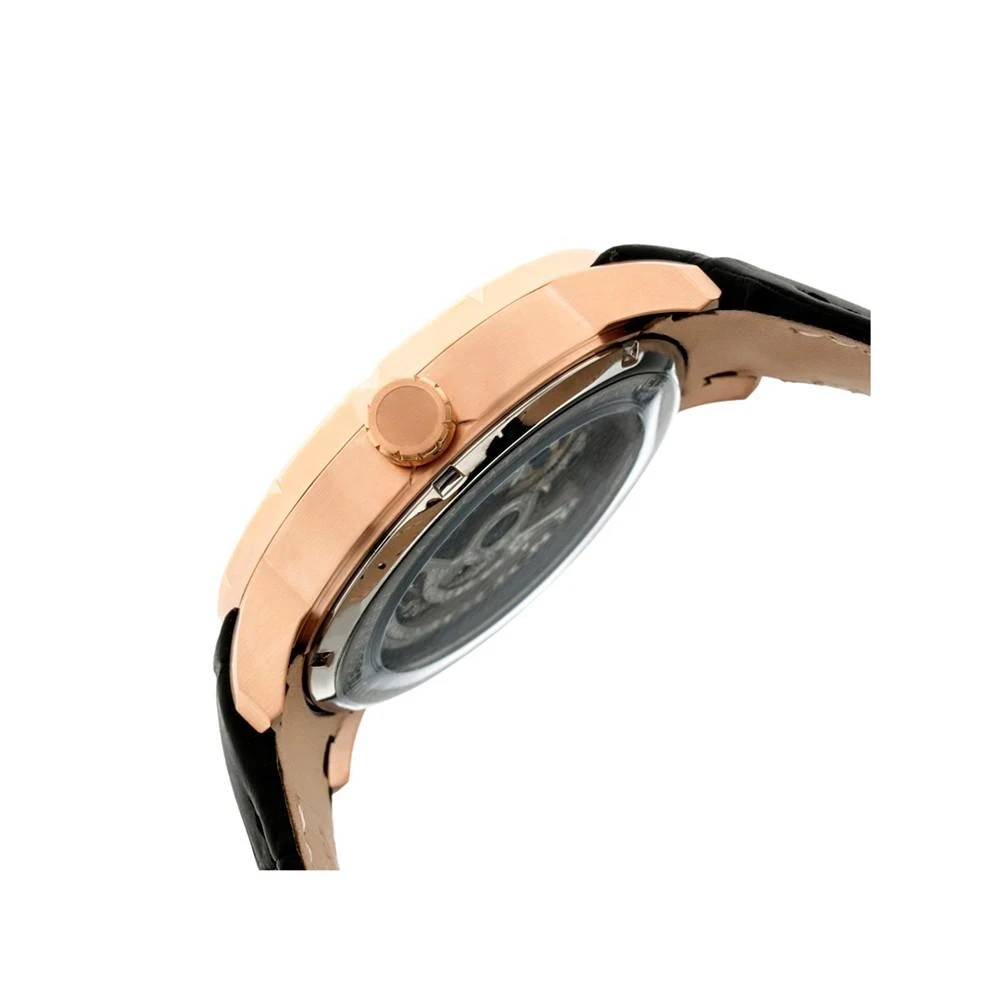 Heritor Automatic Ryder Black & Rose Gold & Black Leather Watches 44mm 3
