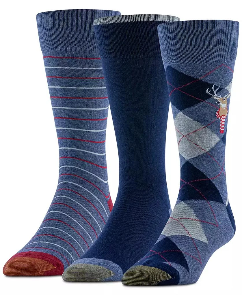 Gold Toe Men's Reindeer Argyle Crew Dress Socks, 3-Pack 1