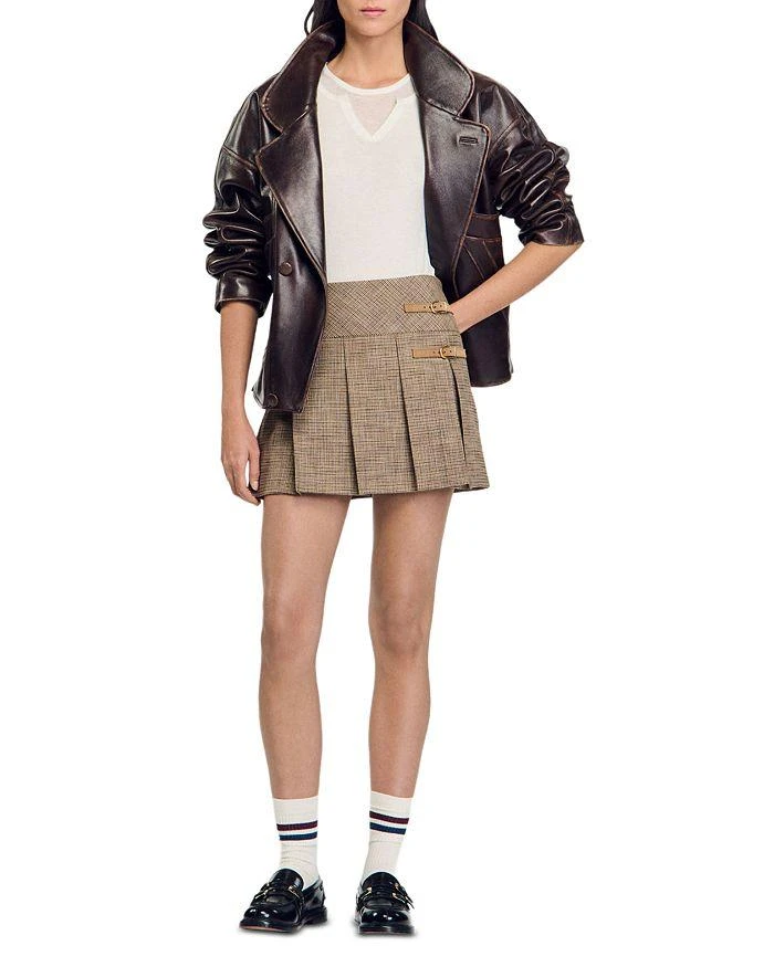 Sandro Cary Houndstooth Pleated Skirt 5