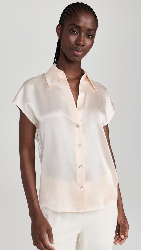 Vince outlet back detail white tunic top