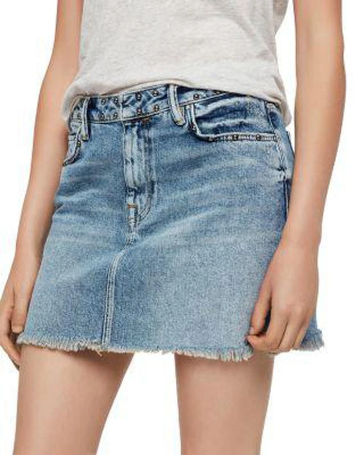ALL SAINTS Betty Studded Frayed Denim Skirt 1