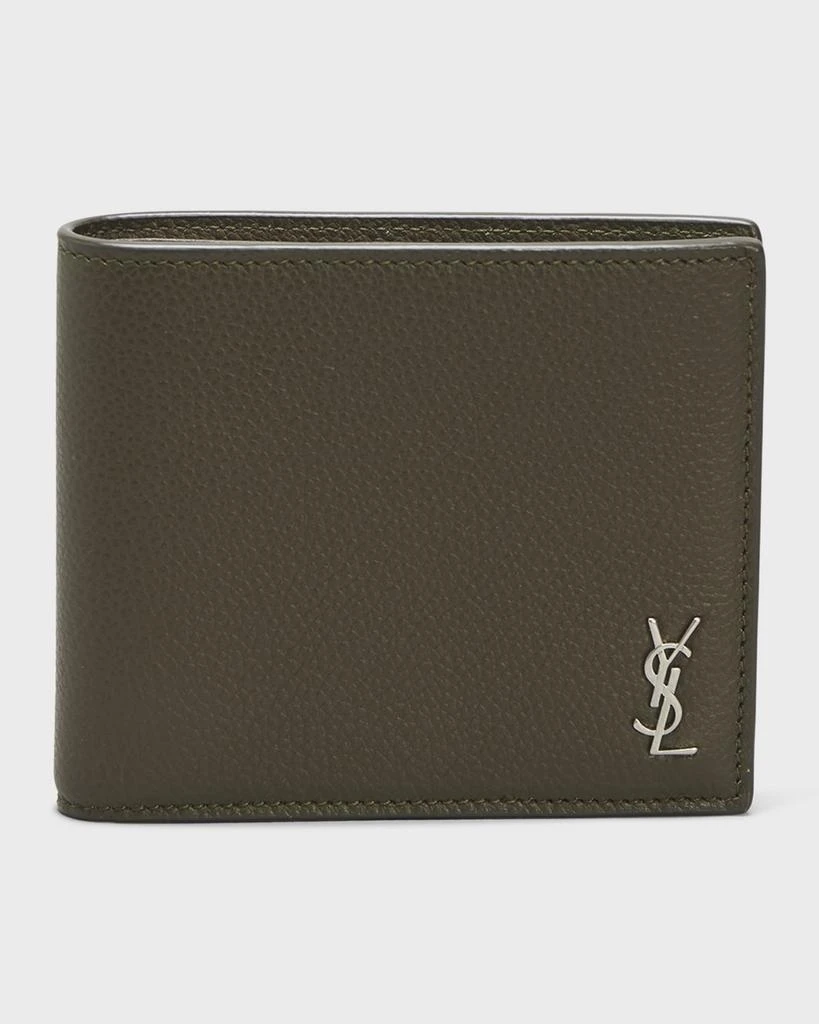 Yves Saint Laurent Men's Monogram Plaque Leather Bifold Wallet 1