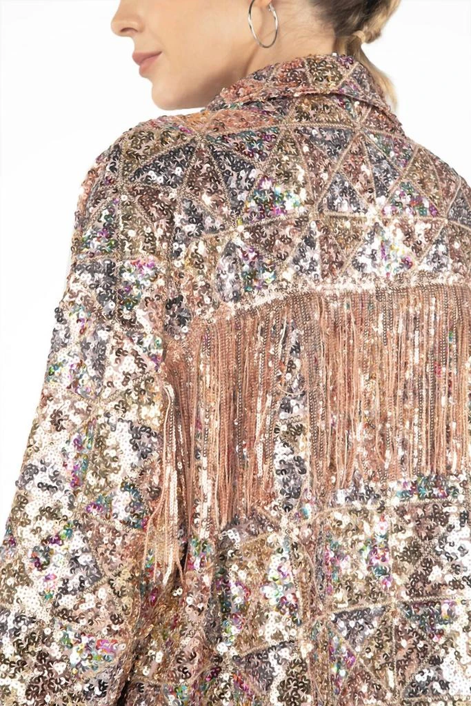 Miss Me In The Spotlight Sequin Jacket In Rose Gold 3