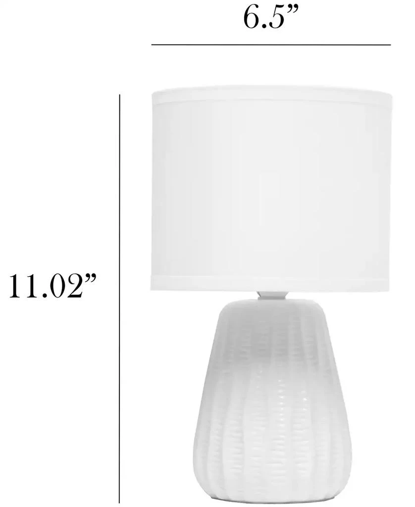 Simple Designs 11.02" Traditional Mini Modern Ceramic Texture Pastel Accent Bedside Table Desk Lamp with Matching Fabric Shade 3