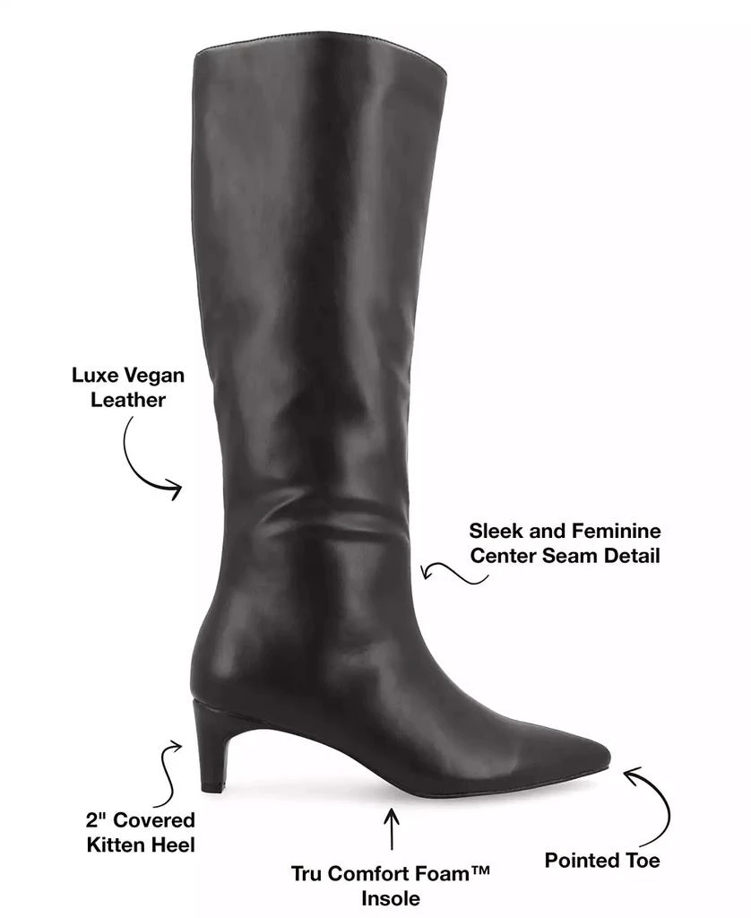 Journee Collection Women's Tullip Wide Width Kitten Heel Pointed Toe Knee High Dress Boots 6