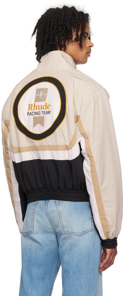 RHUDE スタジャン 黒/ベージュ RHUDE MEN'S QUARTER-ZIP VARSITY CREAM/BLACK