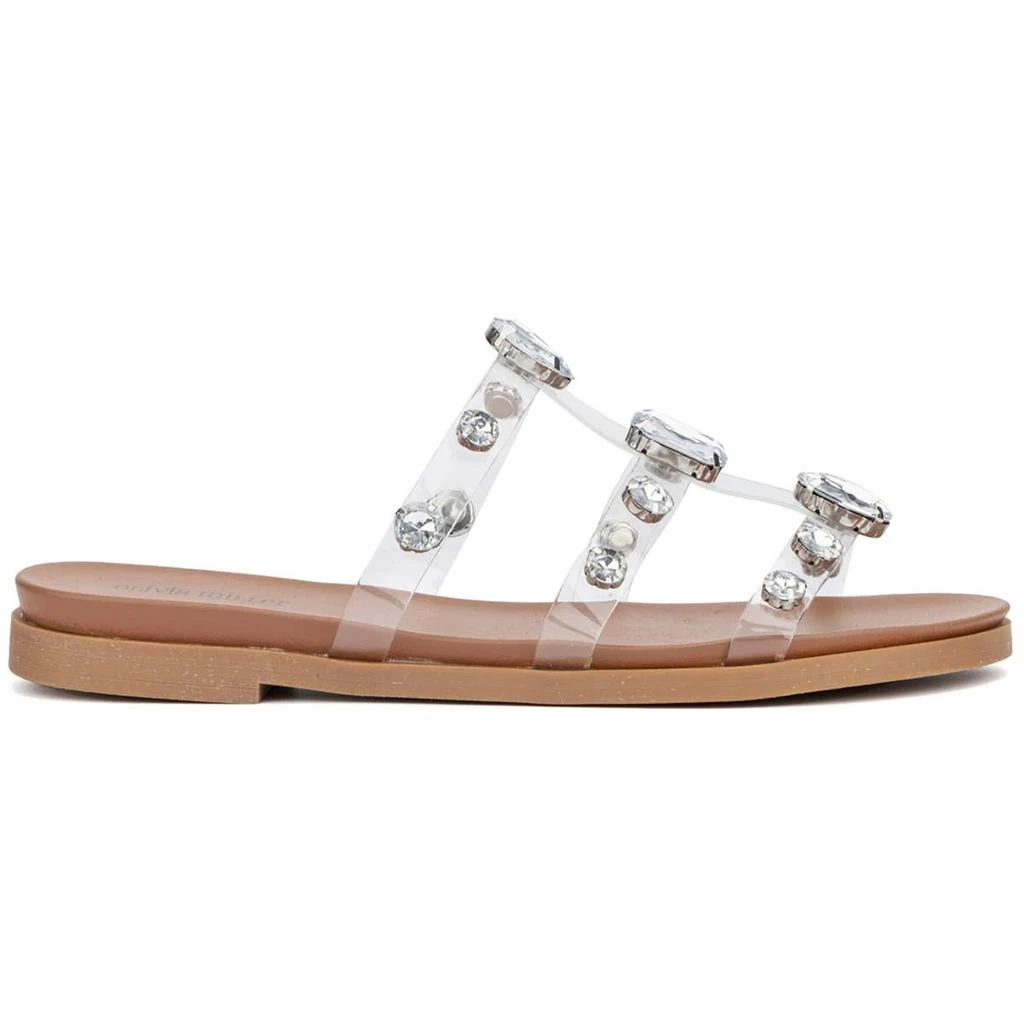 Olivia Miller Ocean Bliss Womens Rhinestone Slip-On Slide Sandals 2