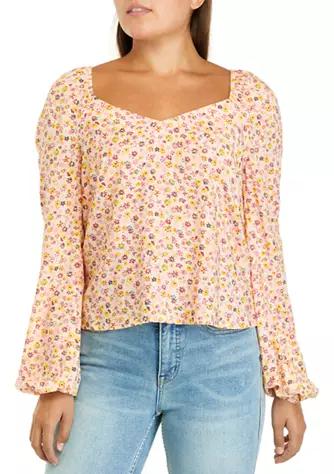 Love, Fire Fire Juniors Long Sleeve Woven Top
