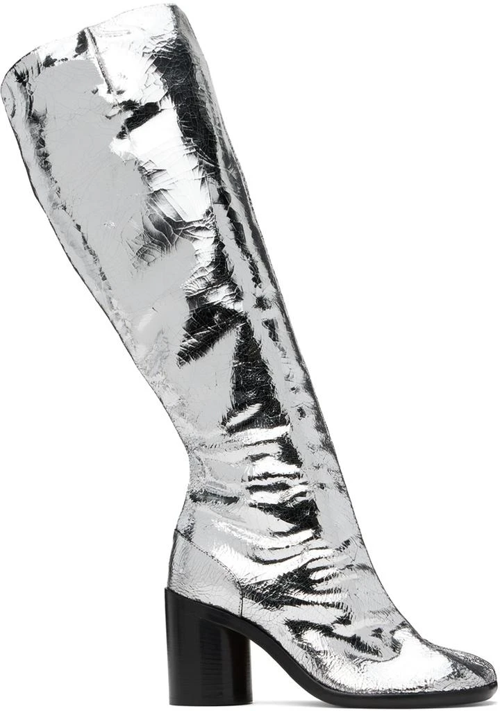 MAISON MARGIELA Silver Tabi Broken Mirror Tall Boots 1